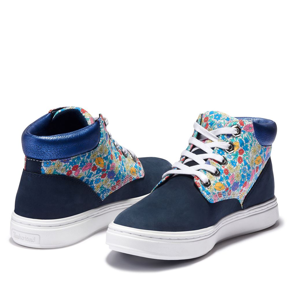 Timberland Womens Chukka Boots Bria made with Liberty Fabric - Navy - India IY7491830